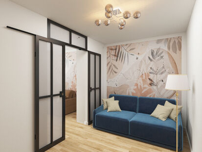 Фото № 6: Дизайн-проект трехкомнатной квартиры 86.46  м² Стиль Контемпорари для ЖК в г. Королев