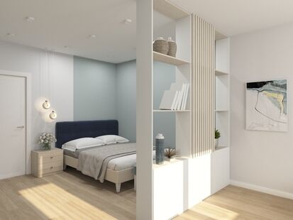 Фото № 5: Дизайн-проект трехкомнатной квартиры 86.46  м² Стиль Контемпорари для ЖК в г. Королев