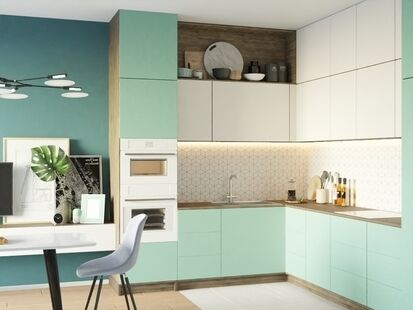 Фото № 5: Дизайн-проект четырехкомнатной квартиры 89.41  м² стиль Модернизм для ЖК Лефортово Парк