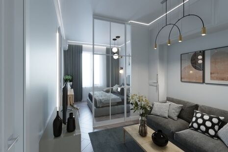 Фото № 1: Дизайн-проект двухкомнатной квартиры 50.32  м² Стиль Контемпорари для ЖК Московский