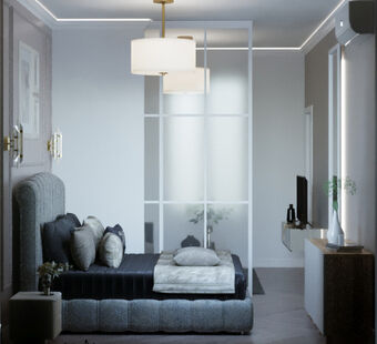 Фото № 2: Дизайн-проект двухкомнатной квартиры 50.32  м² Стиль Контемпорари для ЖК Московский