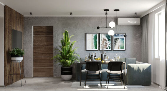 Фото № 1: Дизайн-проект трехкомнатной квартиры 77.11  м² стиль Модернизм для ЖК Московский