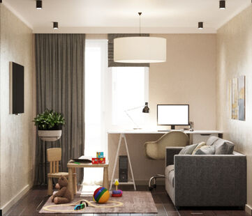 Фото № 5: Дизайн-проект трехкомнатной квартиры 77.11  м² стиль Модернизм для ЖК Московский