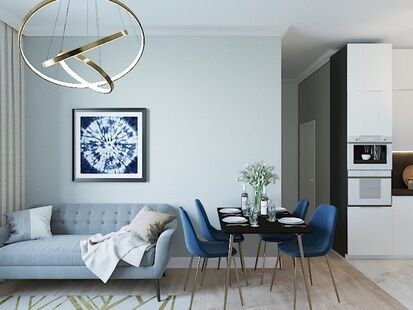 Фото № 1: Дизайн-проект трехкомнатной квартиры 63.73  м² стиль Модернизм для ЖК Московский