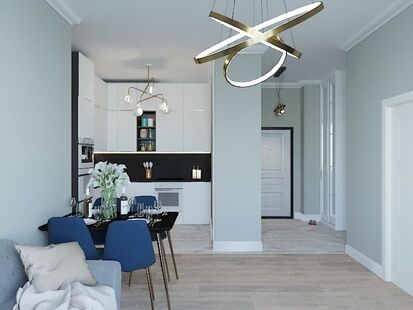 Фото № 2: Дизайн-проект трехкомнатной квартиры 63.73  м² стиль Модернизм для ЖК Московский