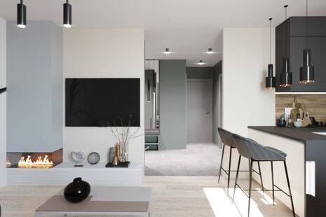 Фото № 6: Дизайн-проект трехкомнатной квартиры 67.9  м² Современный стиль для ЖК Новокрасково