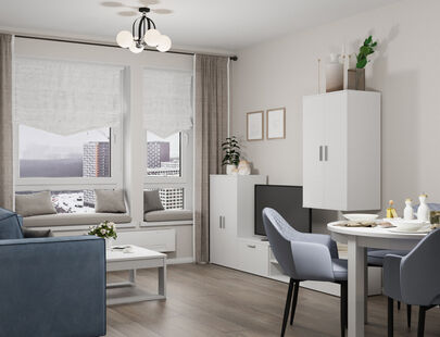 Фото № 3: Дизайн-проект кухни-гостиной 20.6  м² Современный стиль для ЖК Саларьево Парк