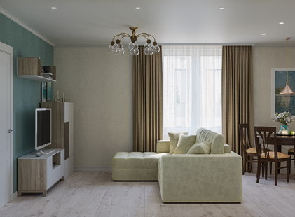 Фото № 5: Дизайн-проект четырехкомнатной квартиры 84.98  м² Скандинавский стиль для ЖК Московский