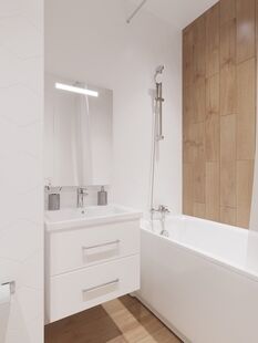 Фото № 6: Дизайн-проект однокомнатной квартиры 40.61  м² Скандинавский стиль для ЖК Московский