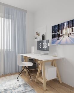 Фото № 3: Дизайн-проект однокомнатной квартиры 40.61  м² Скандинавский стиль для ЖК Московский