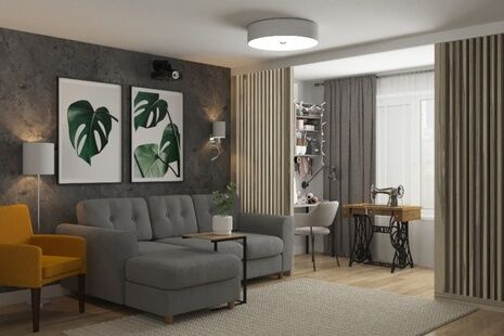 Фото № 1: Дизайн-проект однокомнатной квартиры 33.07  м² Стиль Лофт для ЖК Московский