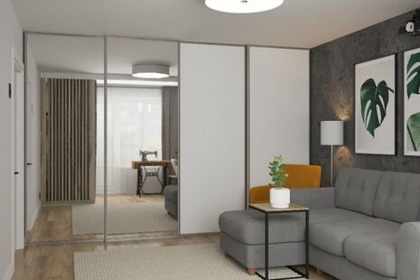 Фото № 3: Дизайн-проект однокомнатной квартиры 33.07  м² Стиль Лофт для ЖК Московский