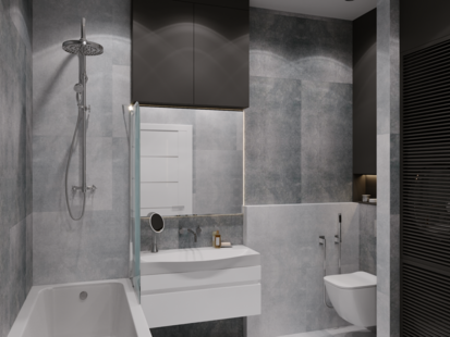 Фото № 4: Дизайн-проект трехкомнатной квартиры 75.7  м² Стиль Контемпорари для ЖК ЗИЛ АРТ