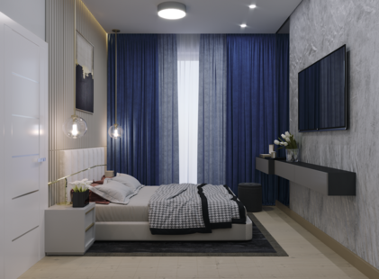 Фото № 5: Дизайн-проект трехкомнатной квартиры 75.7  м² Стиль Контемпорари для ЖК ЗИЛ АРТ