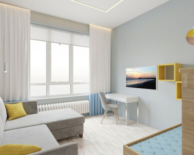 Фото № 2: Дизайн-проект квартиры-студии 30.1  м² Стиль Современный для ЖК Хэдлайнер