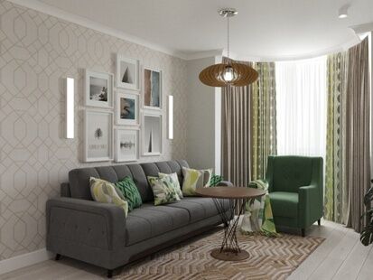 Фото № 1: Дизайн-проект трехкомнатной квартиры 75.56  м² Скандинавский стиль для ЖК Московский