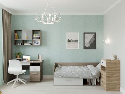 Фото № 4: Дизайн-проект трехкомнатной квартиры 75.56  м² Скандинавский стиль для ЖК Московский