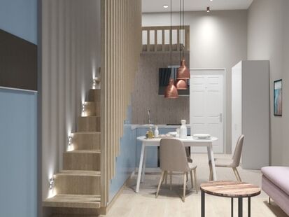 Фото № 2: Дизайн-проект квартиры-студии 46.67  м² Стиль Контемпорари для ЖК Московский