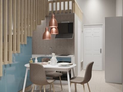 Фото № 3: Дизайн-проект квартиры-студии 46.67  м² Стиль Контемпорари для ЖК Московский