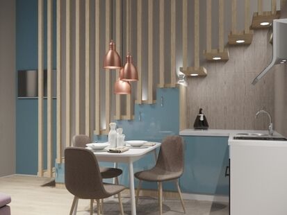 Фото № 5: Дизайн-проект квартиры-студии 46.67  м² Стиль Контемпорари для ЖК Московский