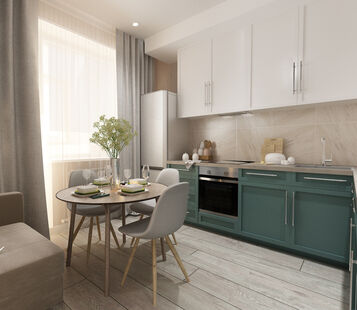 Фото № 1: Дизайн-проект однокомнатной квартиры 39.52  м² Стиль Современная классика для ЖК Марьино Град