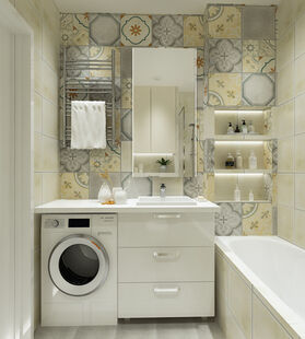 Фото № 3: Дизайн-проект однокомнатной квартиры 39.52  м² Стиль Современная классика для ЖК Марьино Град