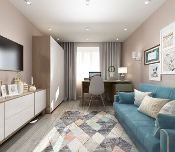 Фото № 4: Дизайн-проект однокомнатной квартиры 39.52  м² Стиль Современная классика для ЖК Марьино Град