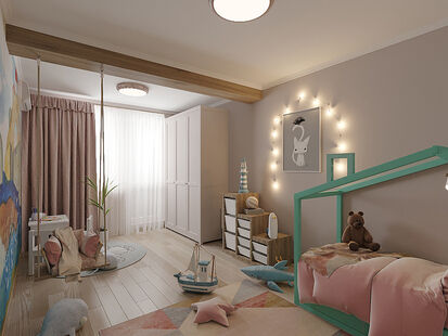 Фото № 4: Дизайн-проект трехкомнатной квартиры 68.4  м² Скандинавский стиль для ЖК Московский