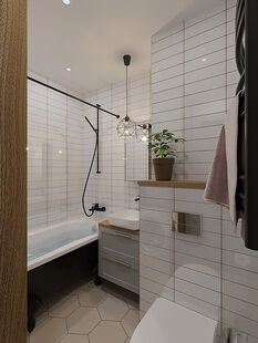 Фото № 3: Дизайн-проект трехкомнатной квартиры 68.4  м² Скандинавский стиль для ЖК Московский