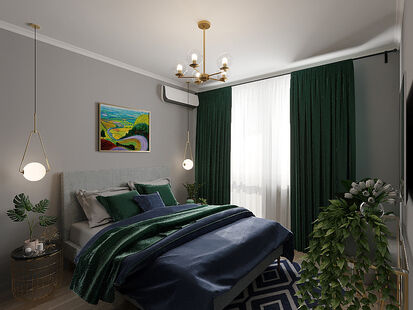 Фото № 6: Дизайн-проект трехкомнатной квартиры 68.4  м² Скандинавский стиль для ЖК Московский