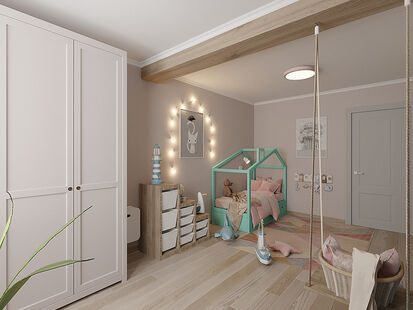 Фото № 5: Дизайн-проект трехкомнатной квартиры 68.4  м² Скандинавский стиль для ЖК Московский