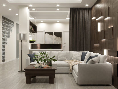 Фото № 1: Дизайн-проект трехкомнатной квартиры 102.6  м² Стиль Модернизм для ЖК Солнечный берег