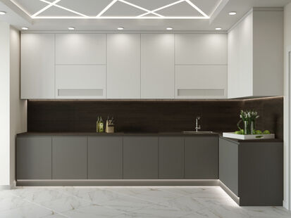 Фото № 2: Дизайн-проект трехкомнатной квартиры 102.6  м² Стиль Модернизм для ЖК Солнечный берег