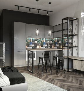 Фото № 2: Дизайн-проект квартиры-студии 29.25  м² Стиль Лофт для ЖК Green Park