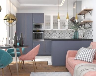 Фото № 2: Дизайн-проект трехкомнатной квартиры 88.2  м² Стиль Эклектика для ЖК Бунинские Луга