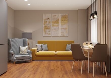 Фото № 1: Дизайн-проект трехкомнатной квартиры 68.82  м² Стиль Контемпорари для ЖК Кореневский Форт