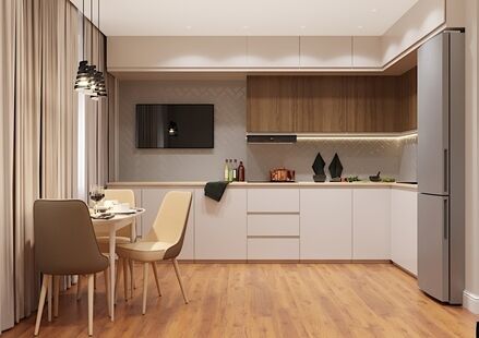 Фото № 3: Дизайн-проект трехкомнатной квартиры 68.82  м² Стиль Контемпорари для ЖК Кореневский Форт