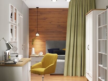 Фото № 6: Дизайн-проект трехкомнатной квартиры 68.82  м² Стиль Контемпорари для ЖК Кореневский Форт