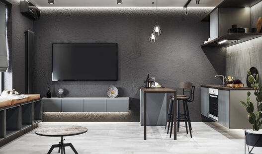 Фото № 1: Дизайн-проект квартиры-студии 27.83  м² Стиль Лофт для ЖК Сердце Одинцово