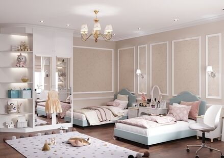 Фото № 1: Дизайн-проект детской 26.94  м² Стиль Американская классика для ЖК Московский