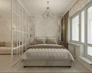 Фото № 5: Дизайн-проект однокомнатной квартиры 37.16  м² Стиль Американская классика для ЖК Московский