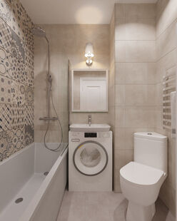 Фото № 2: Дизайн-проект однокомнатной квартиры 37.16  м² Стиль Американская классика для ЖК Московский