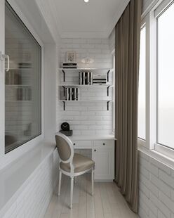 Фото № 4: Дизайн-проект однокомнатной квартиры 37.16  м² Стиль Американская классика для ЖК Московский