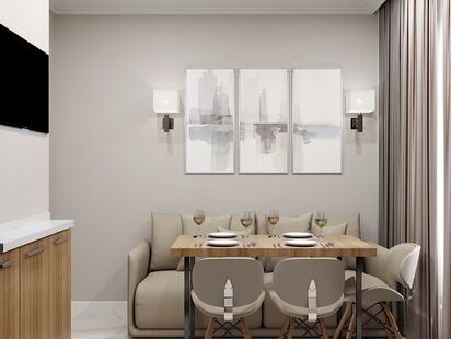 Фото № 5: Дизайн-проект однокомнатной квартиры 30.19  м² Стиль Контемпорари для ЖК Московский