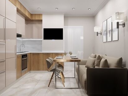 Фото № 1: Дизайн-проект однокомнатной квартиры 30.19  м² Стиль Контемпорари для ЖК Московский