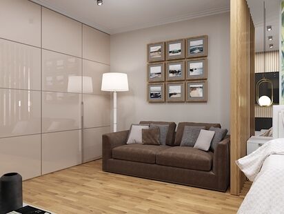 Фото № 6: Дизайн-проект однокомнатной квартиры 30.19  м² Стиль Контемпорари для ЖК Московский