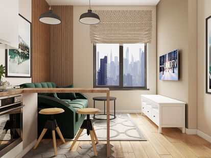 Фото № 4: Дизайн-проект однокомнатной квартиры 37.0  м² Стиль Модернизм для ЖК Царская Площадь