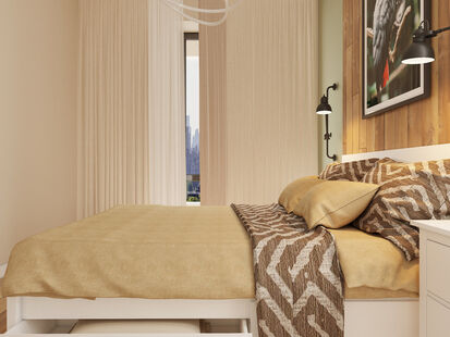 Фото № 5: Дизайн-проект однокомнатной квартиры 37.0  м² Стиль Модернизм для ЖК Царская Площадь