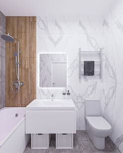 Фото № 5: Дизайн-проект двухкомнатной квартиры 54.3  м² стиль Модернизм для ЖК Левел Амурская