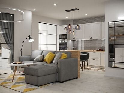 Фото № 1: Дизайн-проект четырехкомнатной квартиры 80.9  м² Скандинавский стиль для ЖК Московский